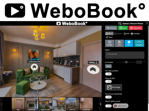 WeboBook: Virtual Tour | 360° | VR | Estate | Easy Tour Creator